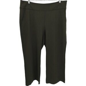 Cabi Academy Trousers Olive Green Side Zip High Waist Wide Leg Career Pockets